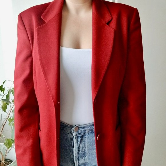 Women's Vintage Red Cashmere Blazer Laura Lindor - Picture 2 of 11